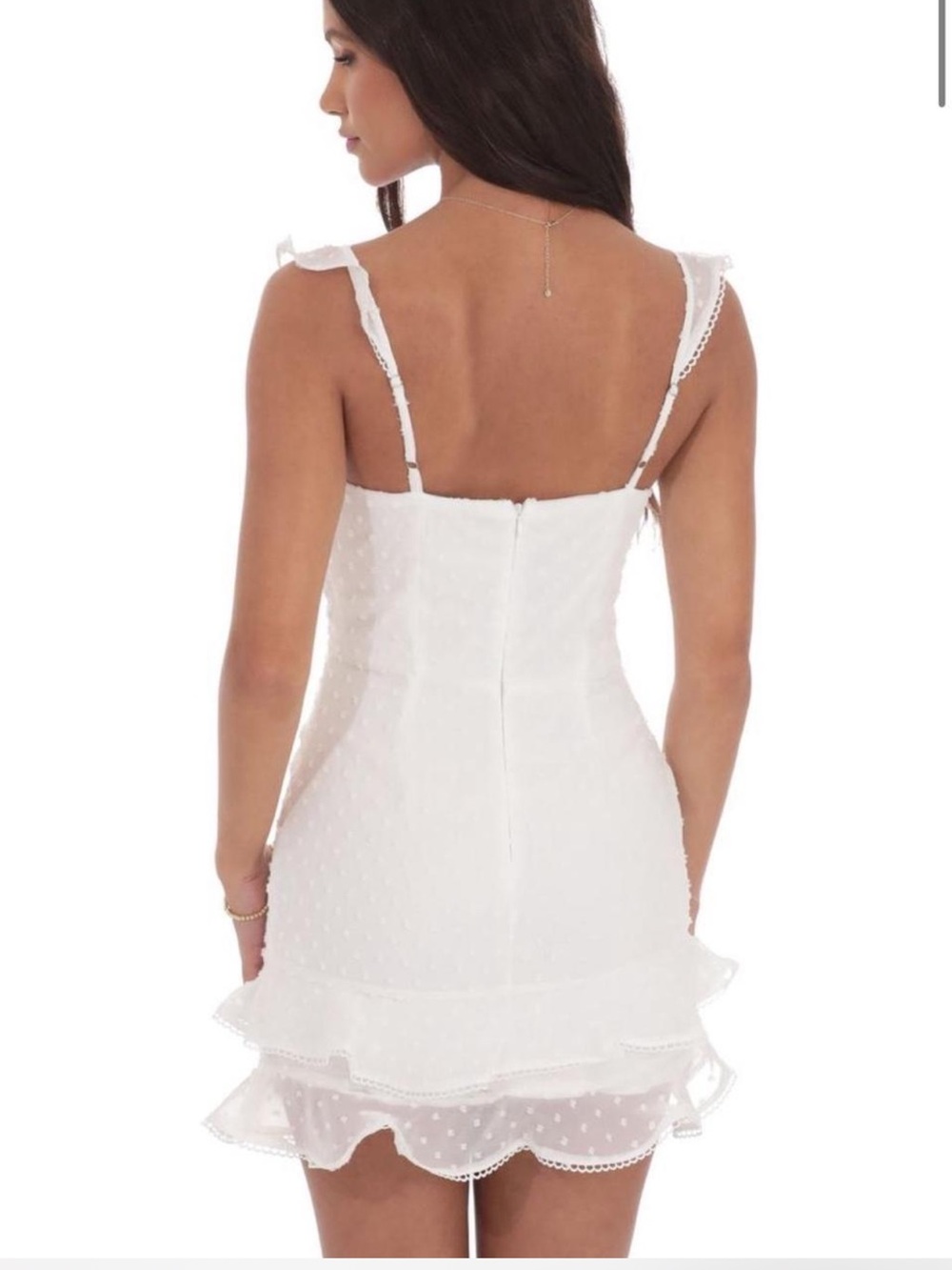 Lucy in the Sky White Lace Ruffle Mini Slip Dress - Picture 2 of 2